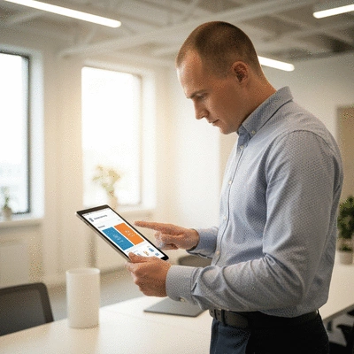 Person researching link building tools on a tablet